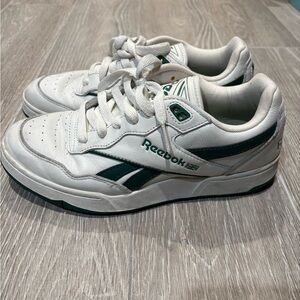 Reebok White Sneakers with Dark Green Accents